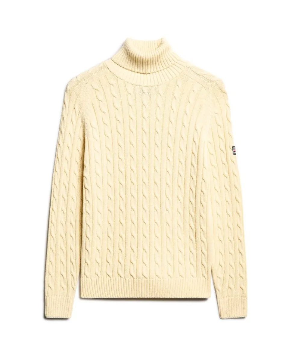 Slouchy Cable Roll Neck Jumper