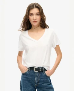 Slub Embroidered V-Neck T-Shirt