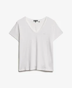 Slub Embroidered V-Neck T-Shirt