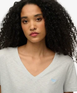 Slub Embroidered V-Neck T-Shirt