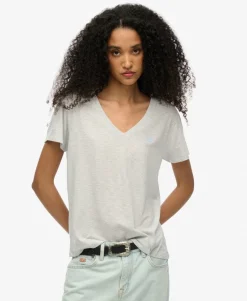 Slub Embroidered V-Neck T-Shirt