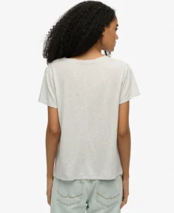 Slub Embroidered V-Neck T-Shirt