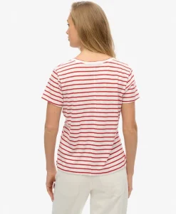 Slub Embroidered V-Neck T-Shirt