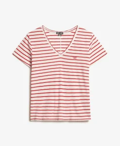 Slub Embroidered V-Neck T-Shirt
