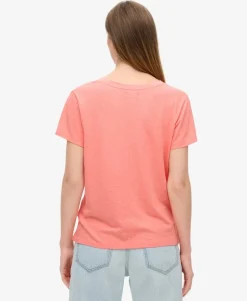 Slub Embroidered V-Neck T-Shirt