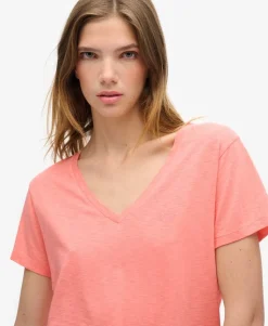 Slub Embroidered V-Neck T-Shirt