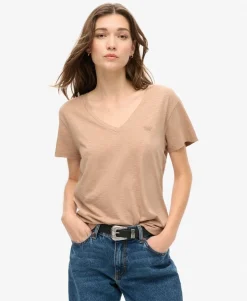 Slub Embroidered V-Neck T-Shirt
