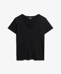 Slub Embroidered V-Neck T-Shirt