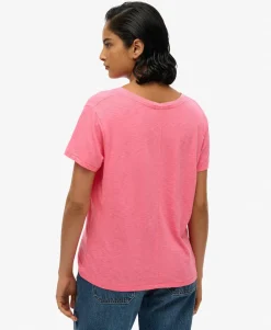 Slub Embroidered V-Neck T-Shirt