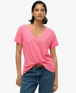 Slub Embroidered V-Neck T-Shirt