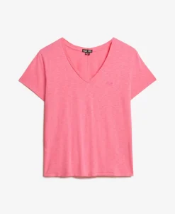 Slub Embroidered V-Neck T-Shirt