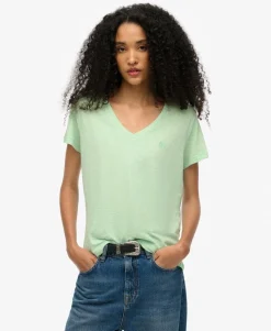 Slub Embroidered V-Neck T-Shirt