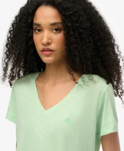 Slub Embroidered V-Neck T-Shirt