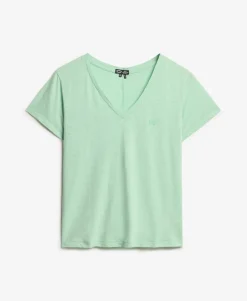 Slub Embroidered V-Neck T-Shirt