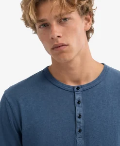 Slub Long Sleeve Jersey Henley Top