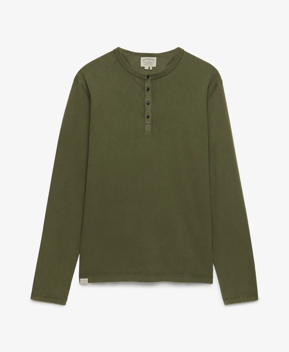 Slub Long Sleeve Jersey Henley Top