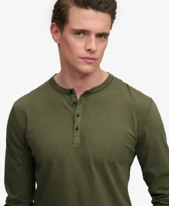 Slub Long Sleeve Jersey Henley Top