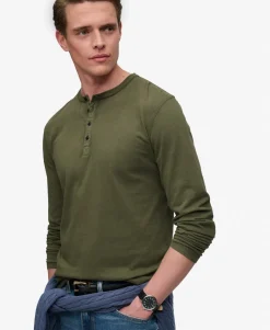 Slub Long Sleeve Jersey Henley Top