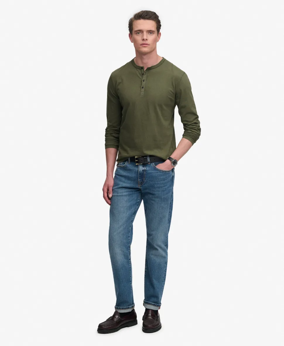 Slub Long Sleeve Jersey Henley Top
