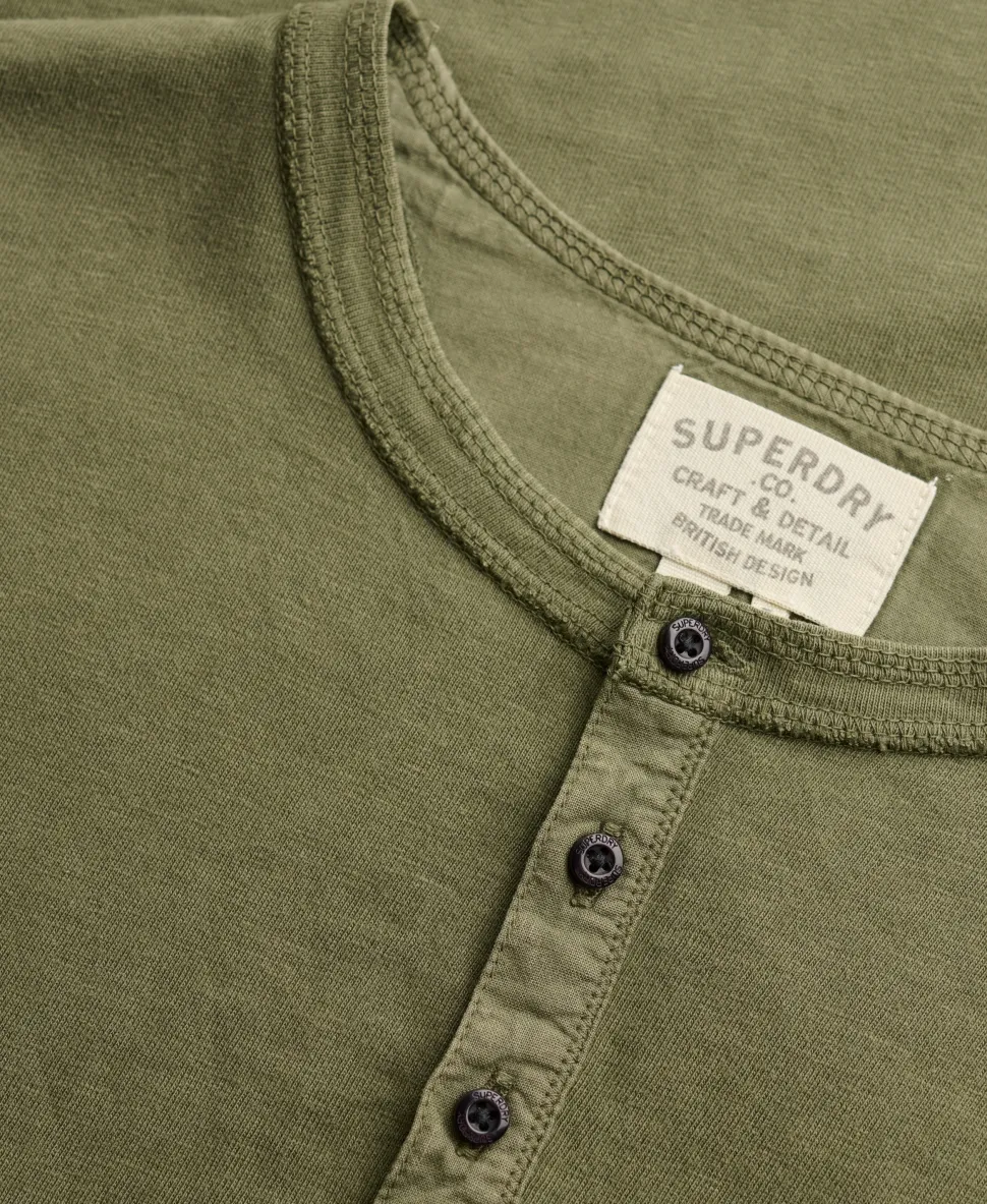Slub Long Sleeve Jersey Henley Top