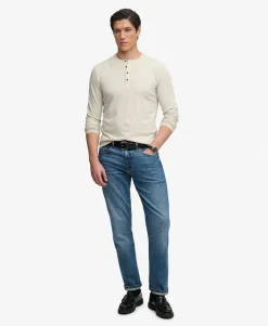 Slub Long Sleeve Jersey Henley Top