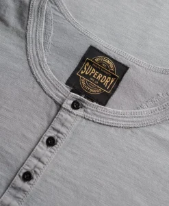 Slub Short Sleeve Jersey Henley Top