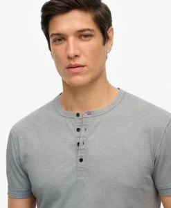 Slub Short Sleeve Jersey Henley Top