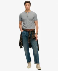 Slub Short Sleeve Jersey Henley Top