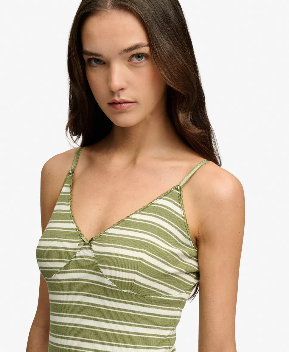 Stripe Ribbed Jersey Maxi Dress