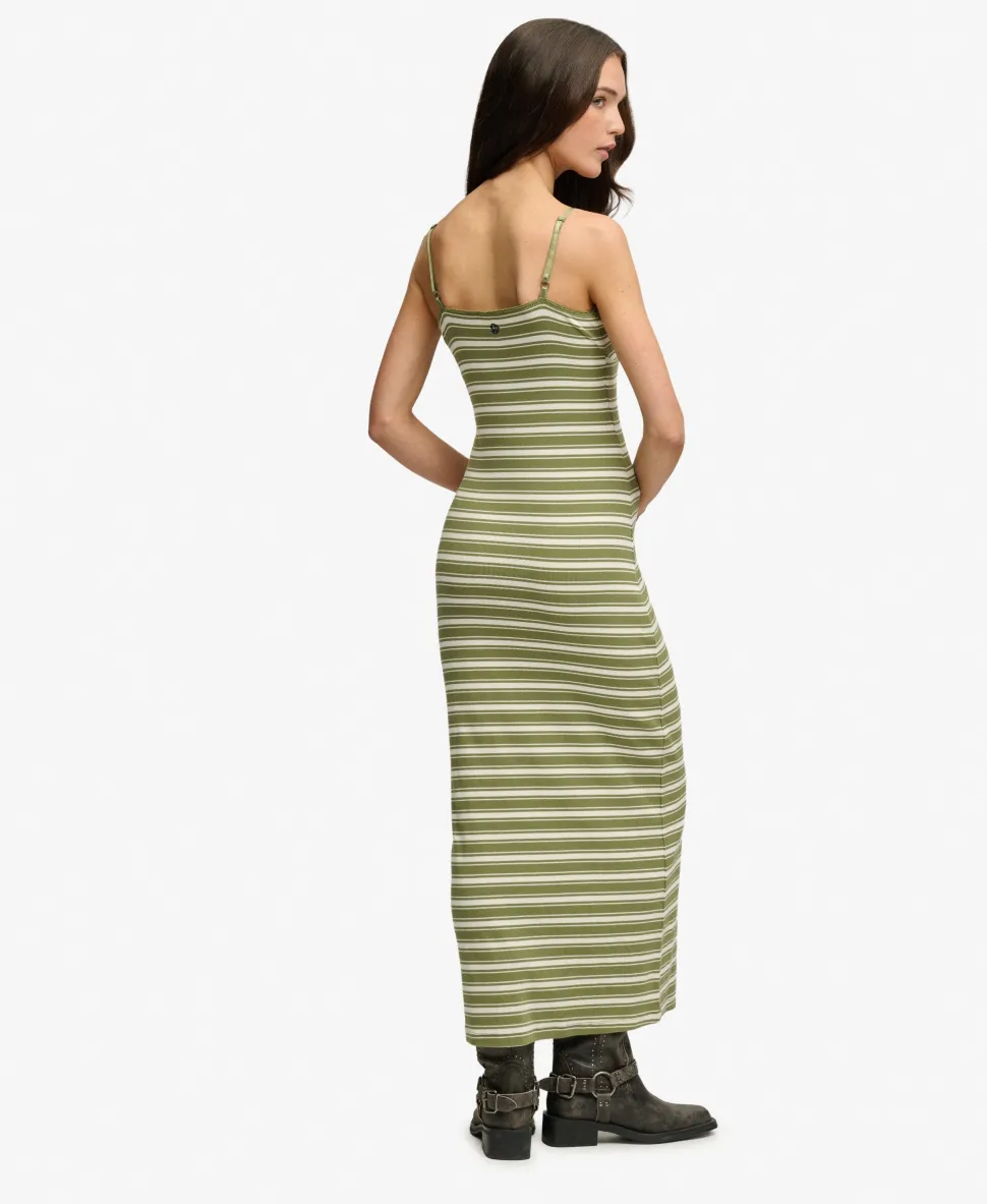 Stripe Ribbed Jersey Maxi Dress