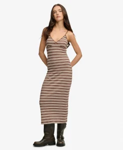 Stripe Ribbed Jersey Maxi Dress