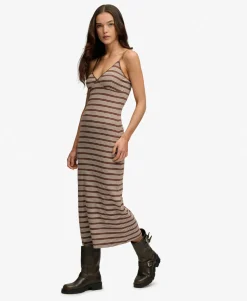 Stripe Ribbed Jersey Maxi Dress
