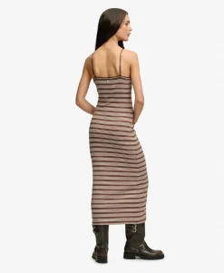 Stripe Ribbed Jersey Maxi Dress
