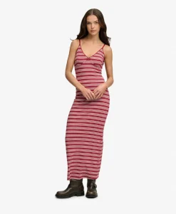 Stripe Ribbed Jersey Maxi Dress