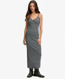 Stripe Ribbed Jersey Maxi Dress
