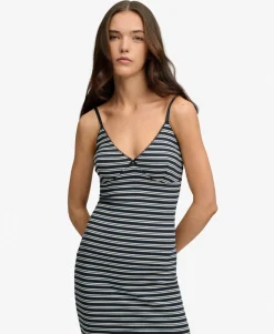 Stripe Ribbed Jersey Maxi Dress