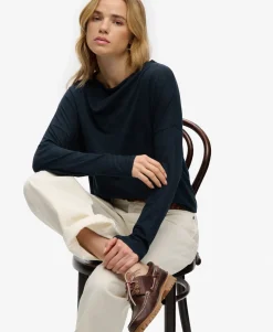 Studios Boat Neck Slub Long Sleeve Top