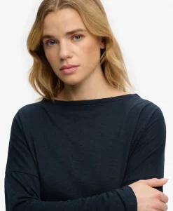 Studios Boat Neck Slub Long Sleeve Top