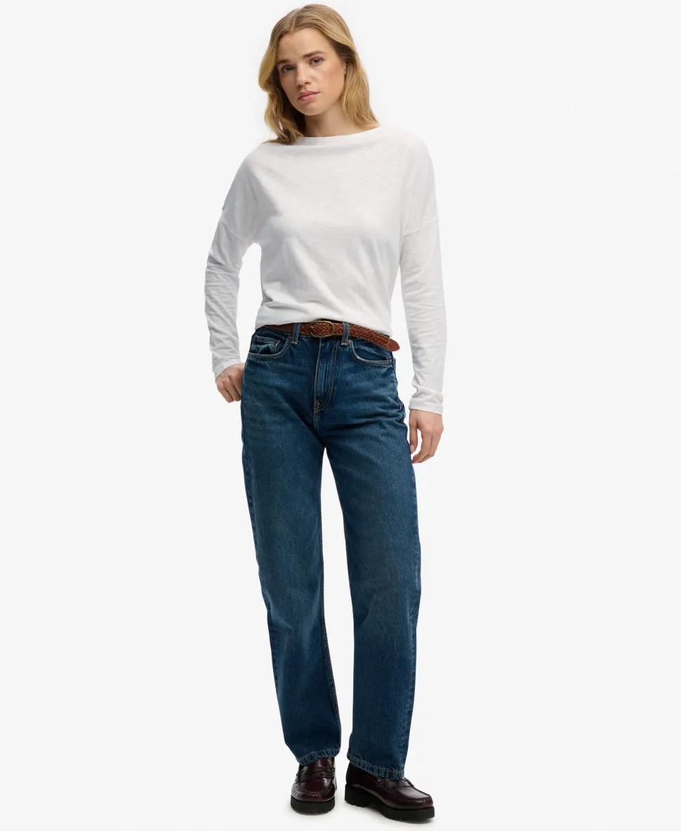 Studios Boat Neck Slub Long Sleeve Top