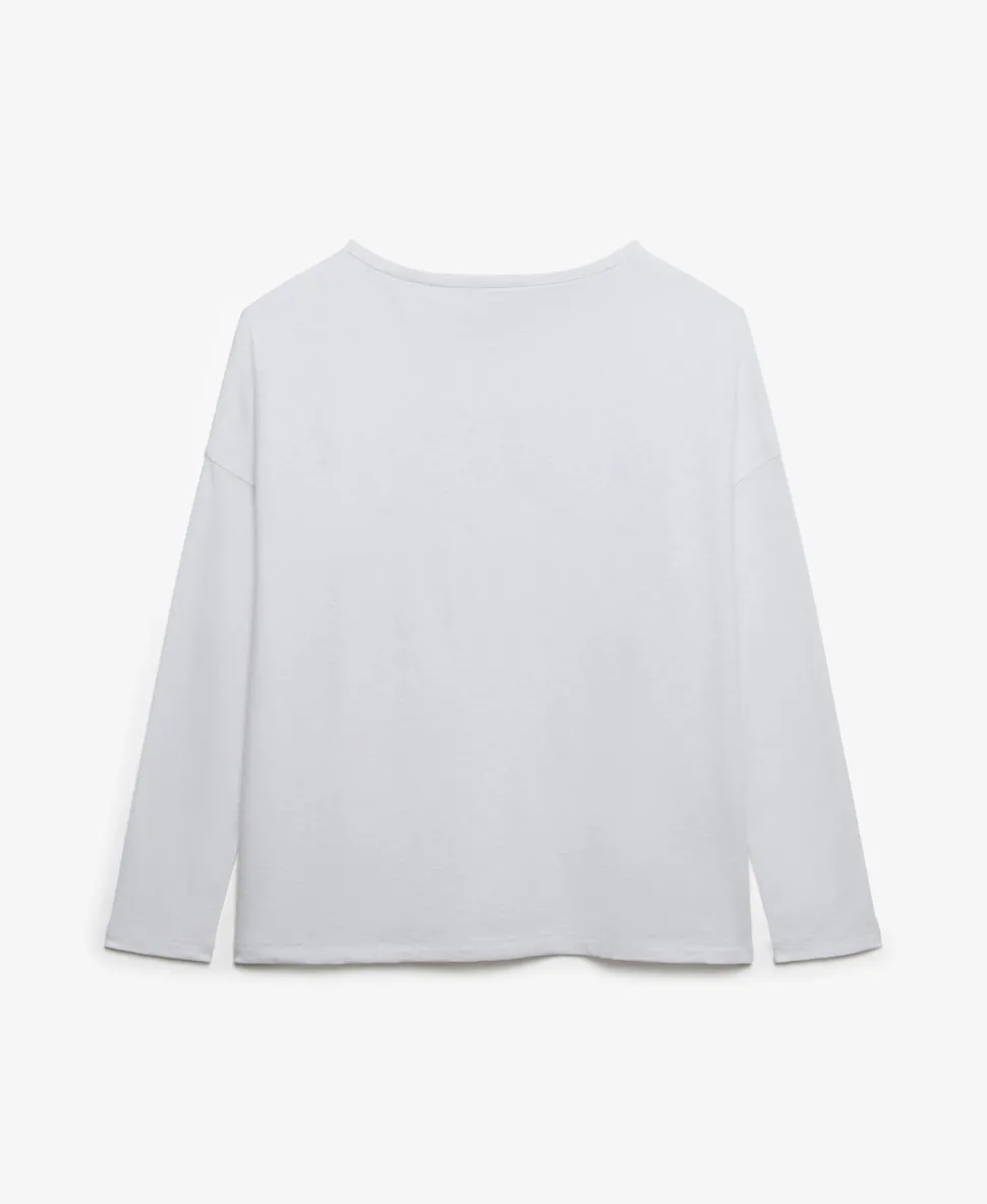 Studios Boat Neck Slub Long Sleeve Top