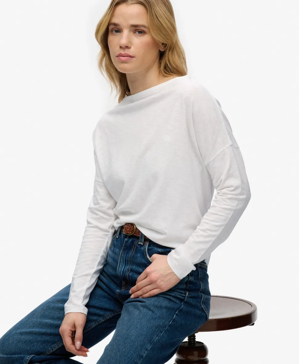 Studios Boat Neck Slub Long Sleeve Top