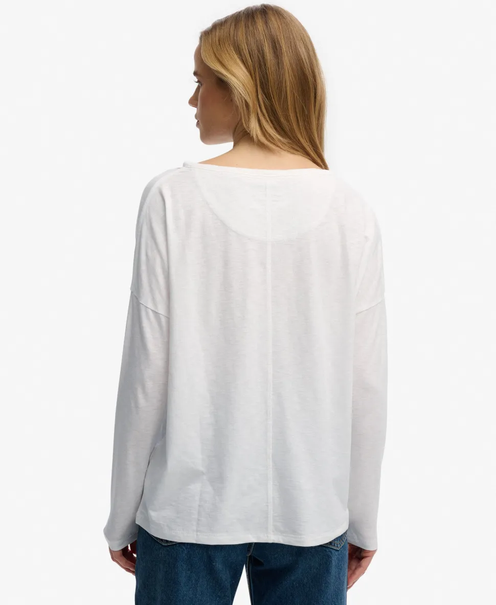 Studios Boat Neck Slub Long Sleeve Top