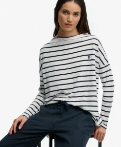 Studios Boat Neck Slub Long Sleeve Top