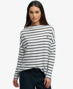 Studios Boat Neck Slub Long Sleeve Top