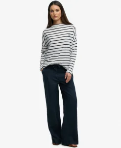 Studios Boat Neck Slub Long Sleeve Top