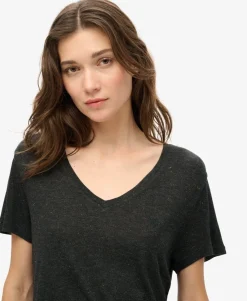 Studios Slub Embroidered V-Neckline T-Shirt