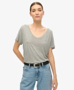 Studios Slub Embroidered V-Neckline T-Shirt