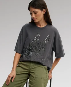 Tattoo Embellished Oversized T-Shirt