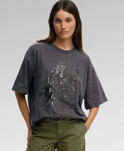 Tattoo Embellished Oversized T-Shirt