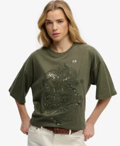 Tattoo Embellished Oversized T-Shirt